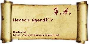Hersch Agenór névjegykártya